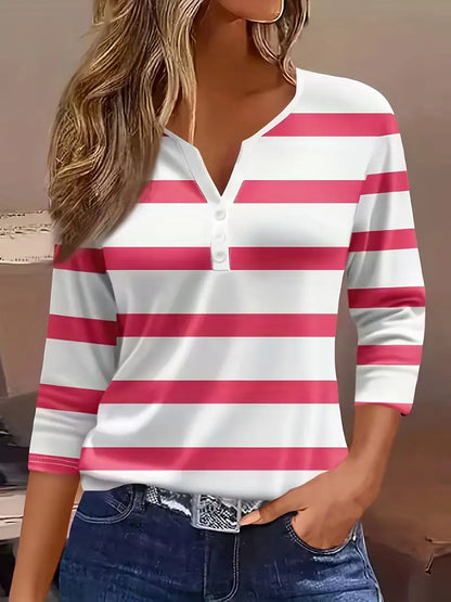 Dakota | Camisa Informal Con Cuello En V Y Estampado A Rayas